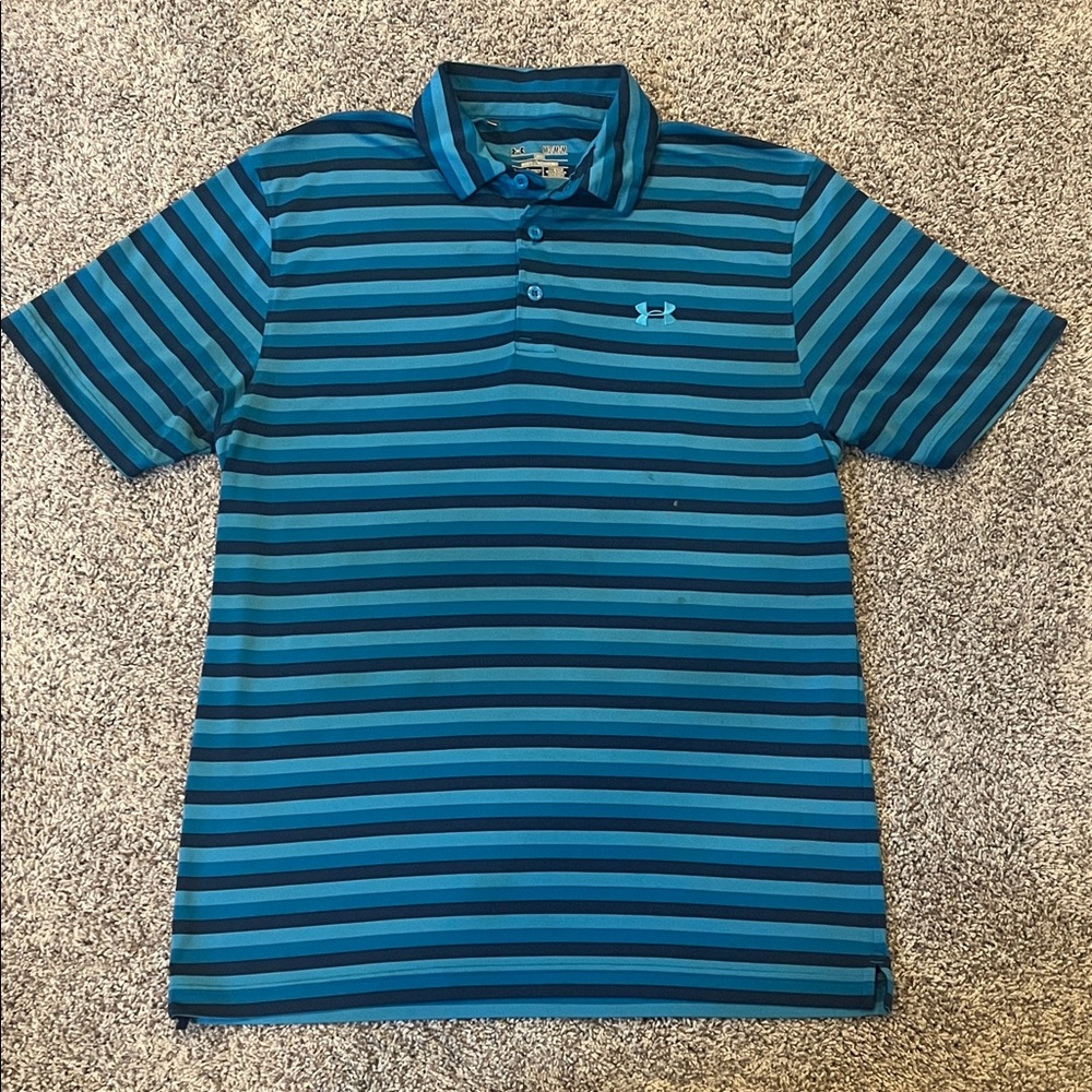 Under Armour Men's Blue Striped Polo